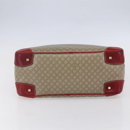 Celine Vintage Macadam Handbag Canvas and Leather, BEIGE, PVC, Handbag