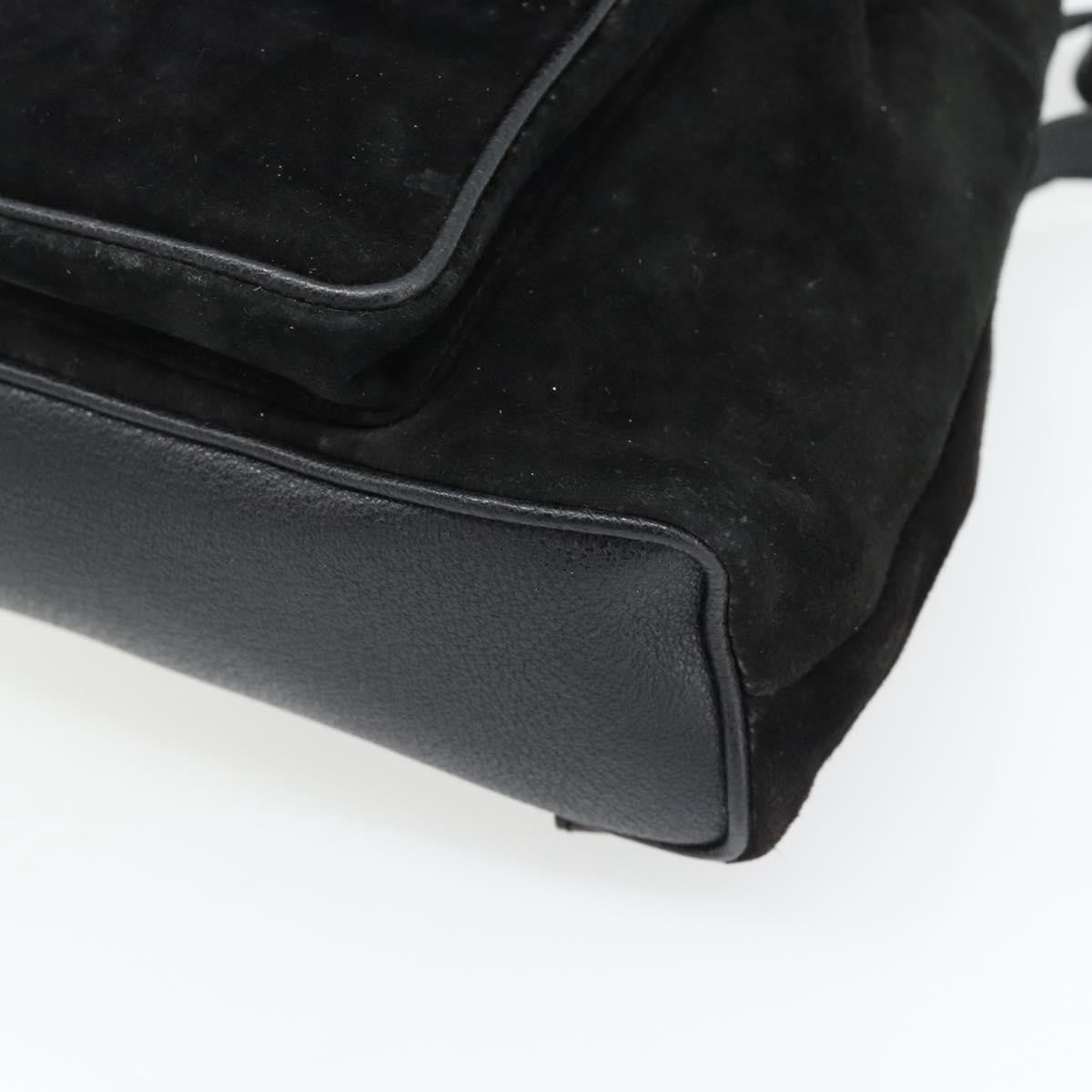 Gucci Vintage Bamboo Backpack Suede, Black, Suede, Backpack