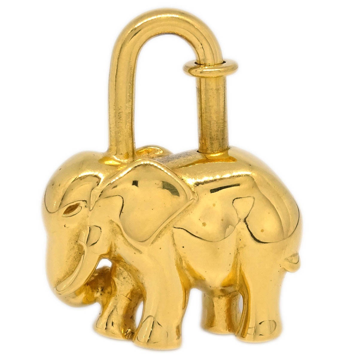 Hermes Elephant Cadena Lock Charm Metal, GOLD, GOLD_PLATED, Charms and Keychains