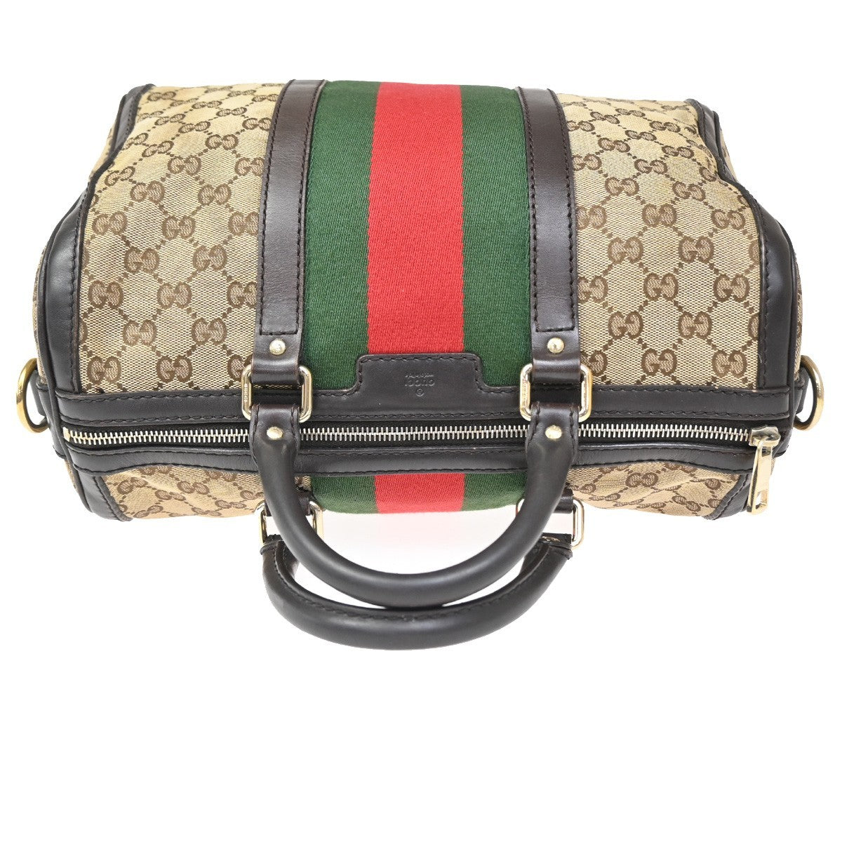 Gucci Vintage Web Boston Bag GG Canvas, BROWN, CANVAS, Handbag