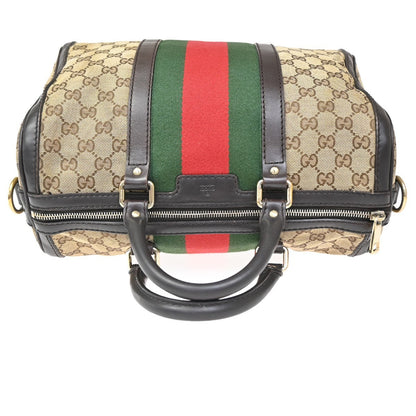 Gucci Vintage Web Boston Bag GG Canvas, BROWN, CANVAS, Handbag
