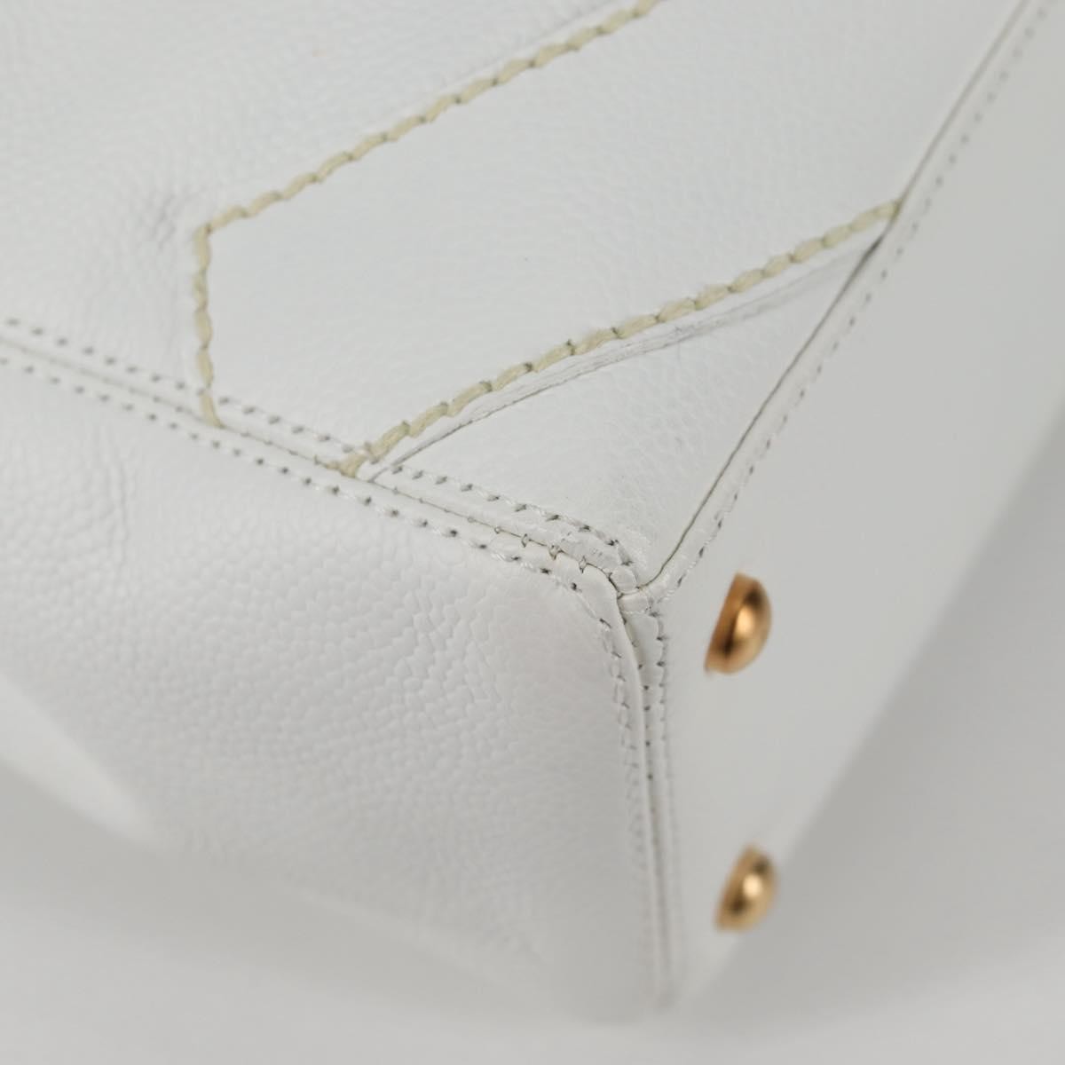 Chanel CC Stitch Tote Caviar, WHITE, LEATHER, Handbag