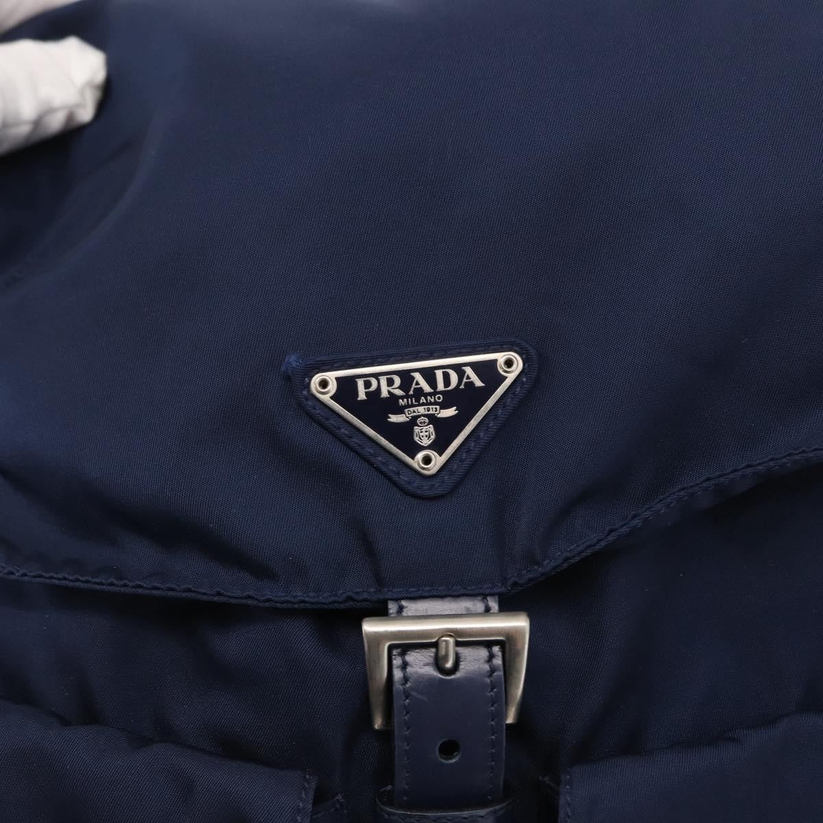 Prada Vela Double Front Pocket Backpack Tessuto with Saffiano Leather, BLUE, NYLON, Backpack