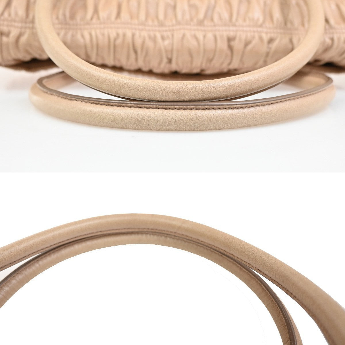 Prada Turnlock Shoulder Bag Nappa Gaufre, Beige, Leather, Shoulder Bag