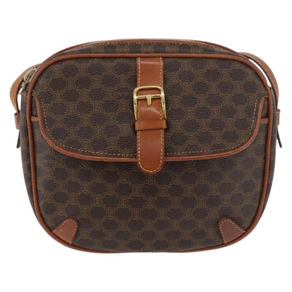 Celine Vintage Macadam Shoulder Bag Canvas, Brown, PVC, Shoulder Bag