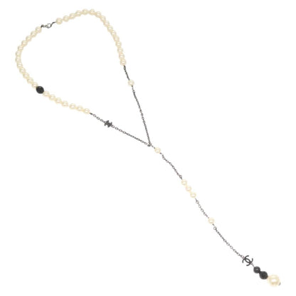 Chanel CC Pearl Necklace Faux Pearls and Metal, WHITE, METAL, Necklace
