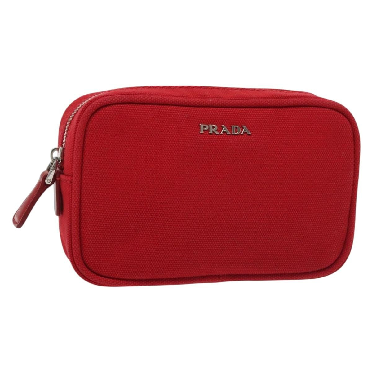 Prada Zip Around Toiletry Bag Canvas, RED, CANVAS, Clutche & pouche