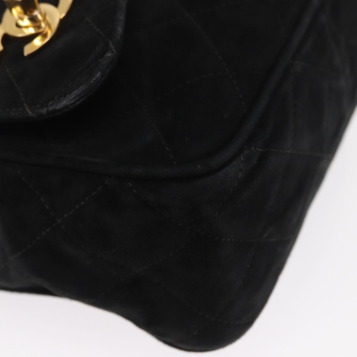 Chanel Vintage Front Pocket Camera Bag Quilted Suede, BLACK, SUEDE, Shoulder bag