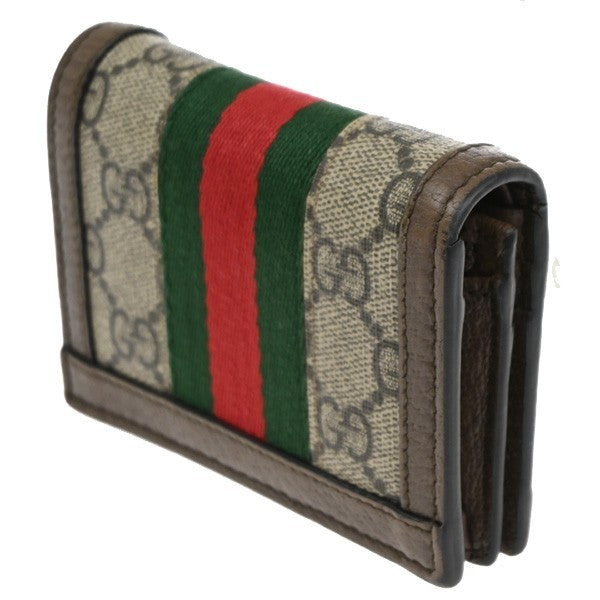 Gucci Ophidia Flap Card Case GG Coated Canvas, BROWN, CANVAS, Wallets
