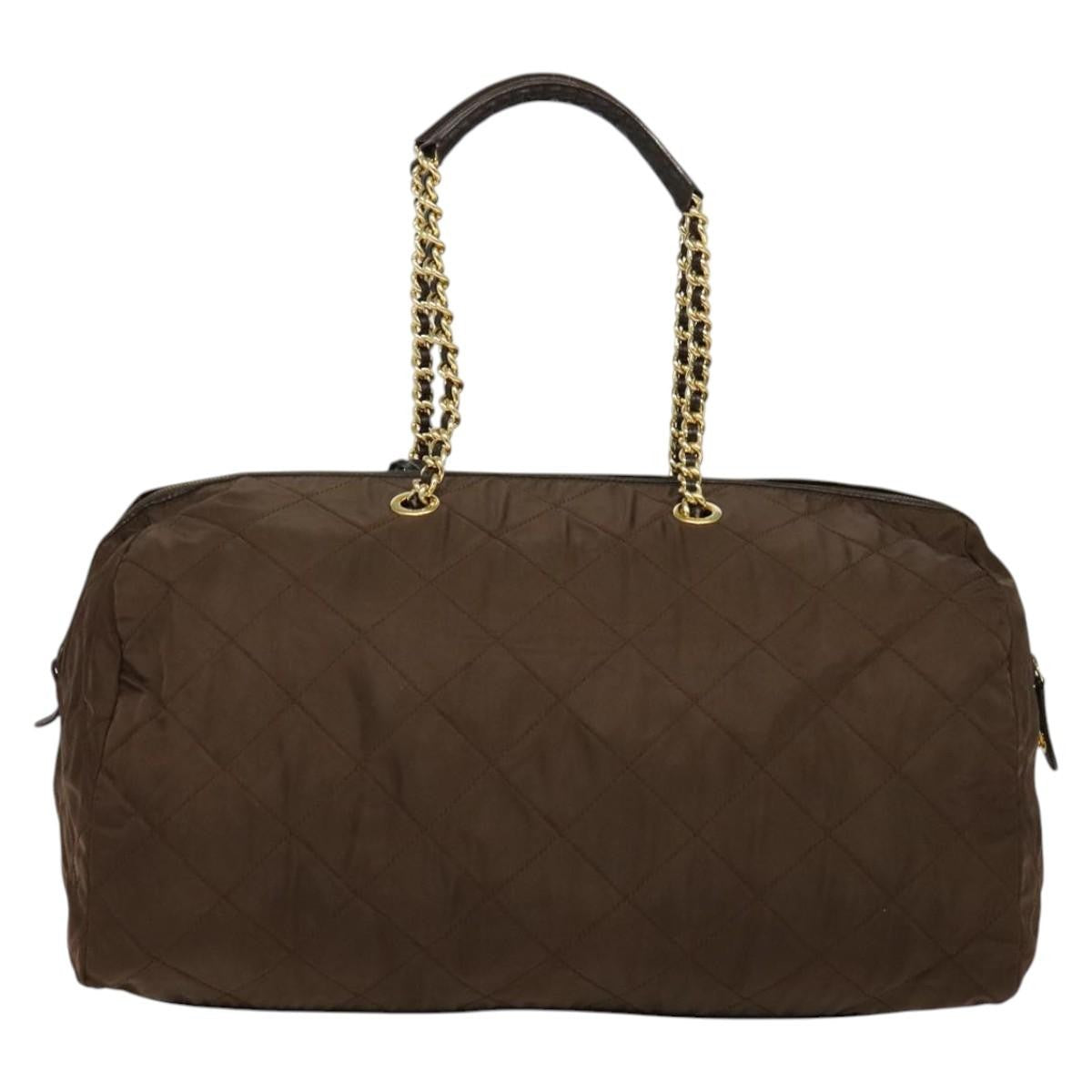 Prada Boston Bag Quilted tessuto, BROWN, NYLON, Travel bag
