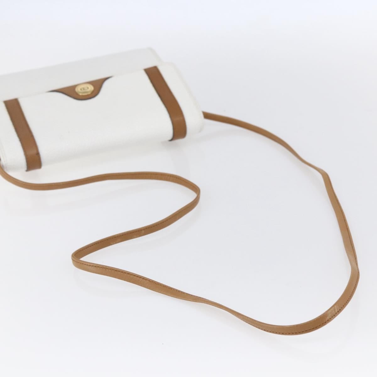 Christian Dior Vintage CD Logo Shoulder Bag Leather, WHITE, LEATHER, Shoulder bag