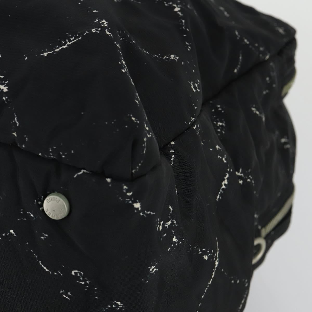 Chanel Travel Line Boston Bag Printed Nylon, BLACK, NYLON, Travel bag