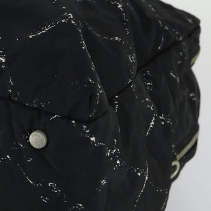 Chanel Travel Line Boston Bag Printed Nylon, BLACK, NYLON, Travel bag