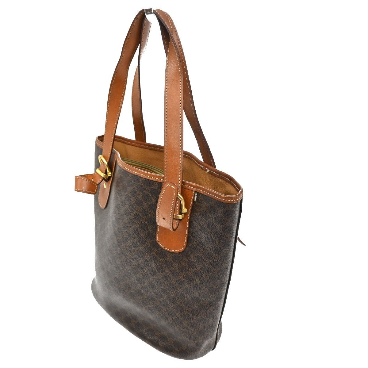 Celine Vintage Macadam Tote bag Canvas and Leather, Brown, Canvas, Tote Bag