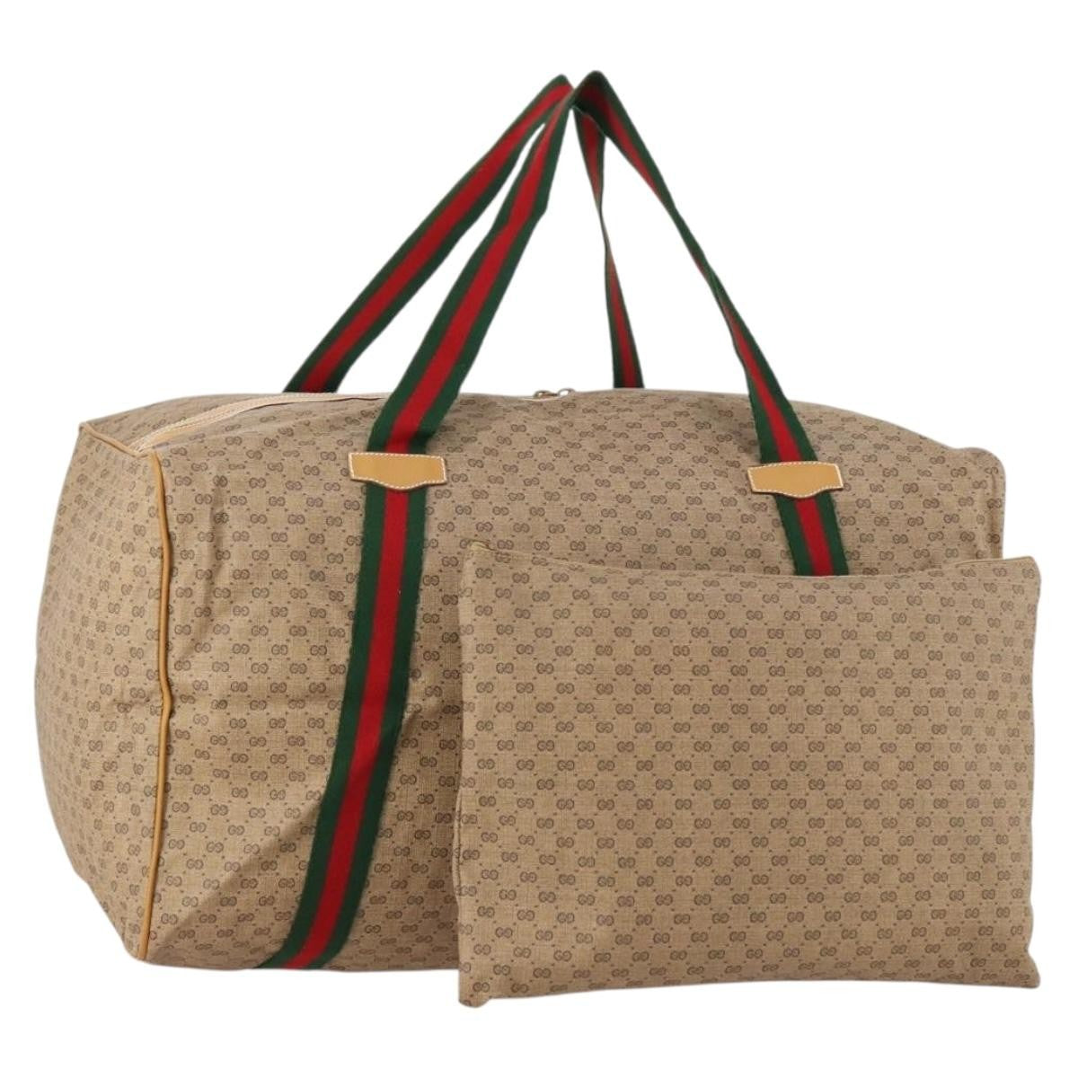 Gucci Web Trim Weekend Duffle Bag GG Coated Canvas, BEIGE, CANVAS, Travel bag