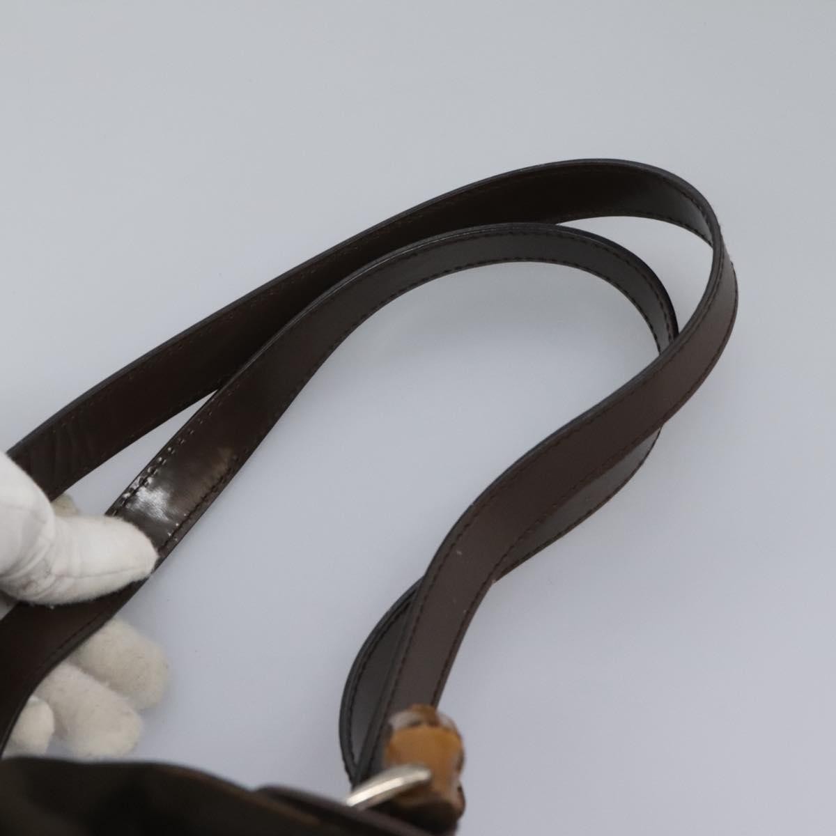 Gucci Vintage Bamboo Backpack Nylon and Patent Leather, BROWN, NYLON, Backpack