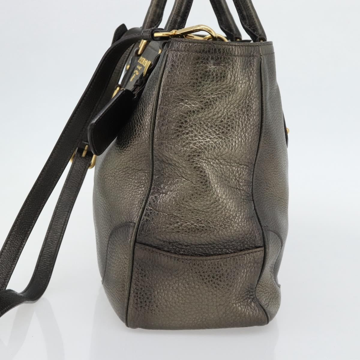Prada Braided Handle Open Tote Vitello Daino, Gold, Leather, Tote Bag