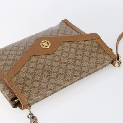 Celine Vintage Macadam Shoulder Bag Canvas and Leather, BEIGE, CANVAS, Shoulder bag