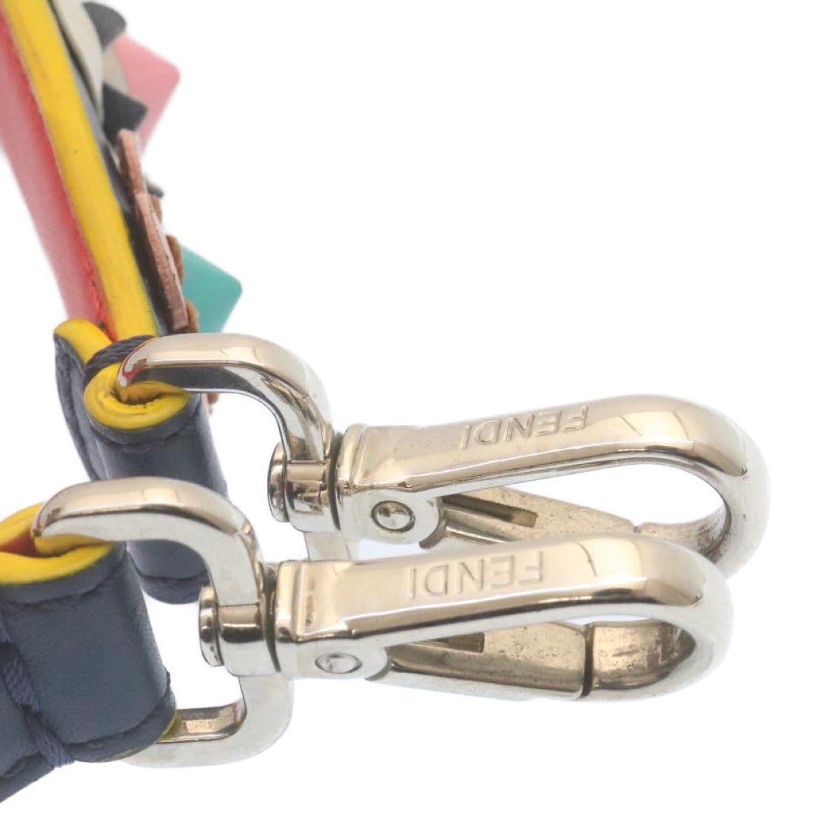 Fendi Flowerland Strap You Shoulder Strap Studded Leather, NAVY, LEATHER, Straps