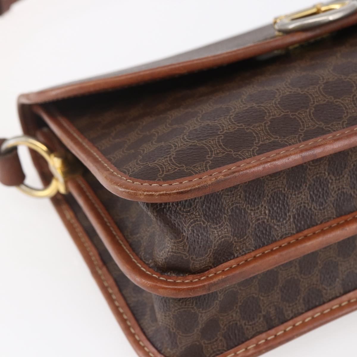 Celine Flap Shoulder Bag Canvas, BROWN, CANVAS, Shoulder bag