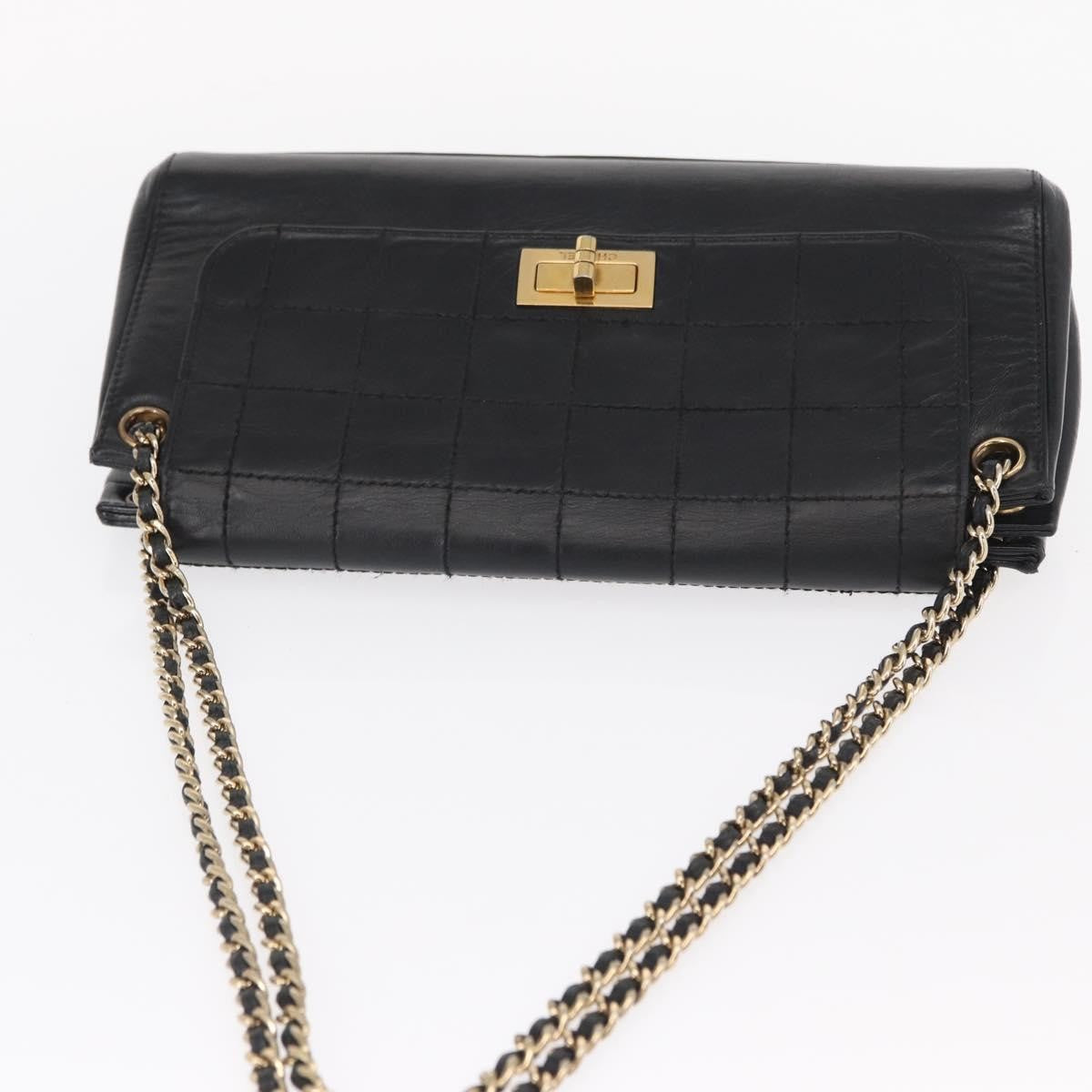 Chanel Chocolate Bar Accordion Reissue Flap Bag Quilted Lambskin, BLACK, LEATHER, Shoulder bag