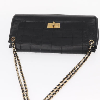 Chanel Chocolate Bar Accordion Reissue Flap Bag Quilted Lambskin, BLACK, LEATHER, Shoulder bag