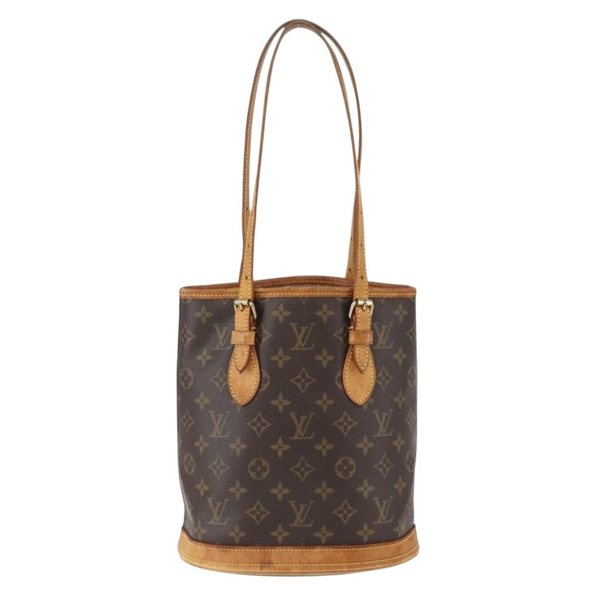 Louis Vuitton Petit Bucket Bag Monogram Canvas, BROWN, CANVAS, Shoulder bag