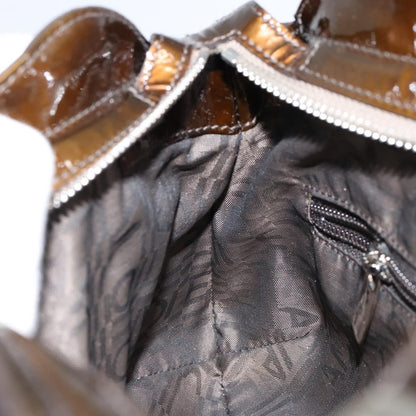 Salvatore Ferragamo Gancini handbag Patent leather, BROWN, PATENT_LEATHER, Handbag