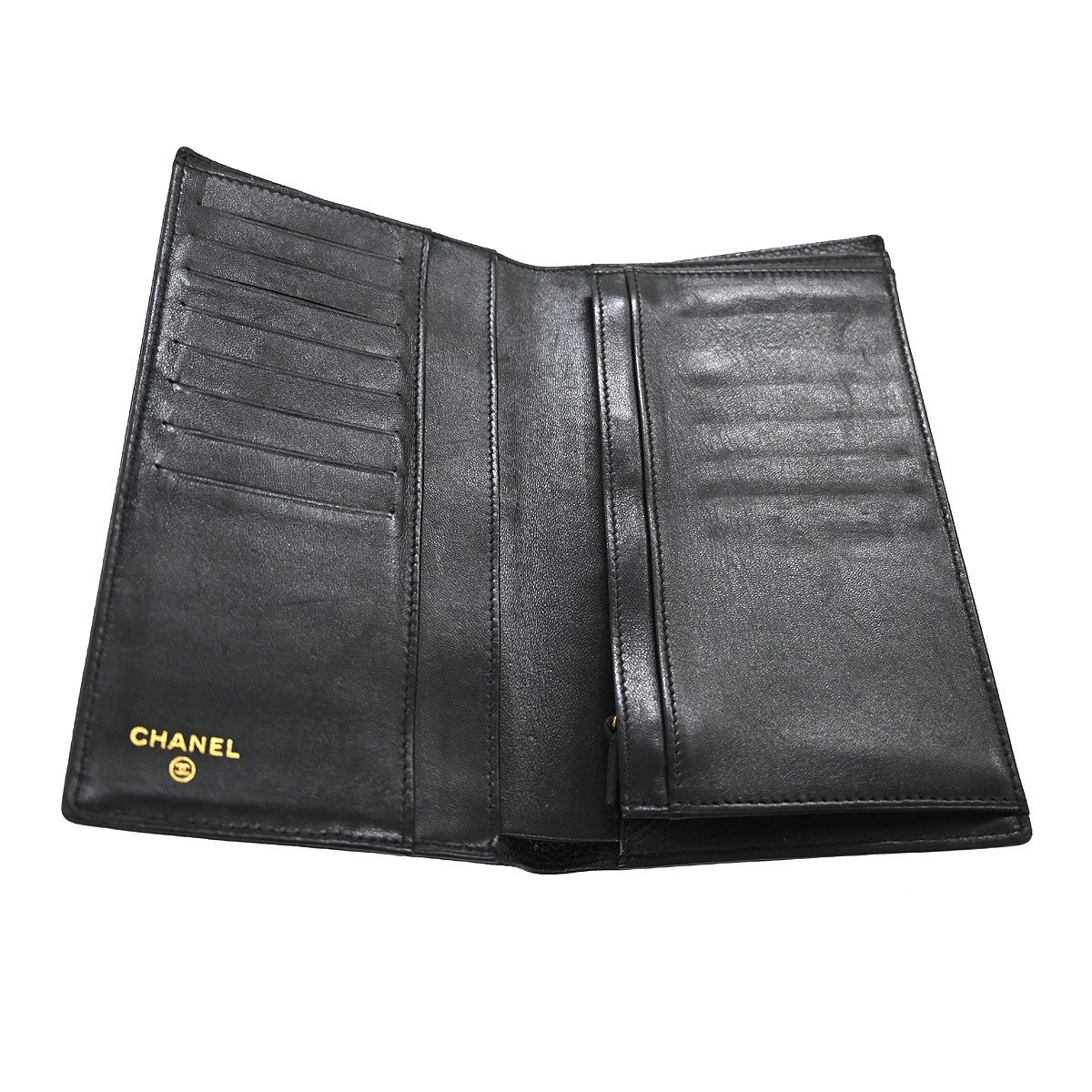 Chanel Timeless CC French Wallet Caviar, Black, Leather, Wallet