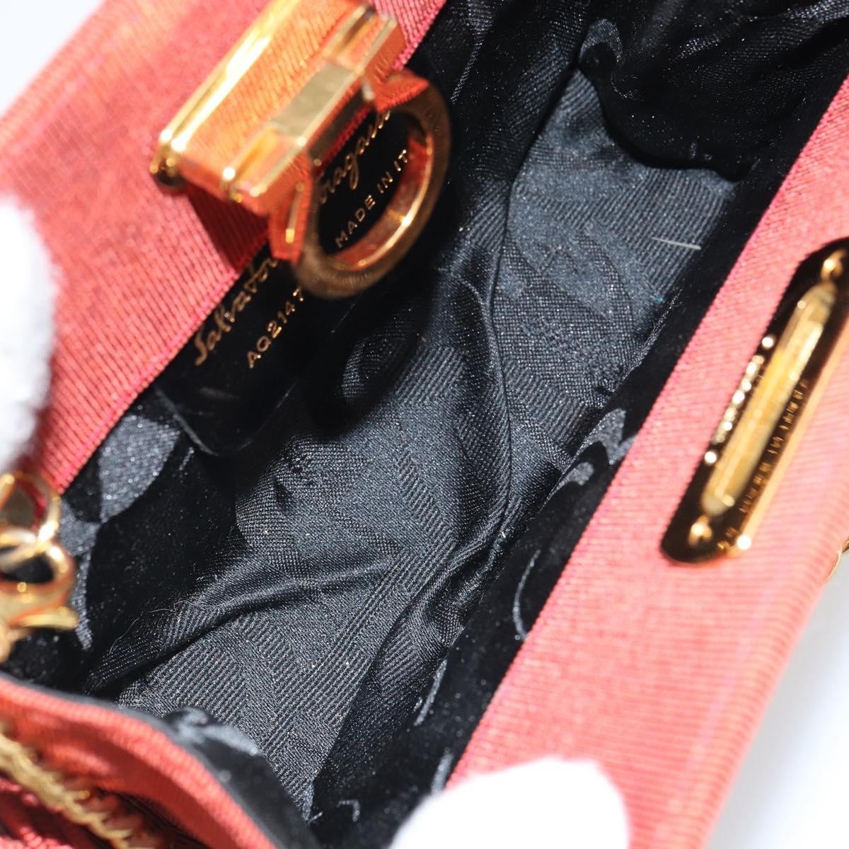 Salvatore Ferragamo Vintage Gancini Chain Shoulder Bag Nylon, RED, NYLON, Shoulder bag