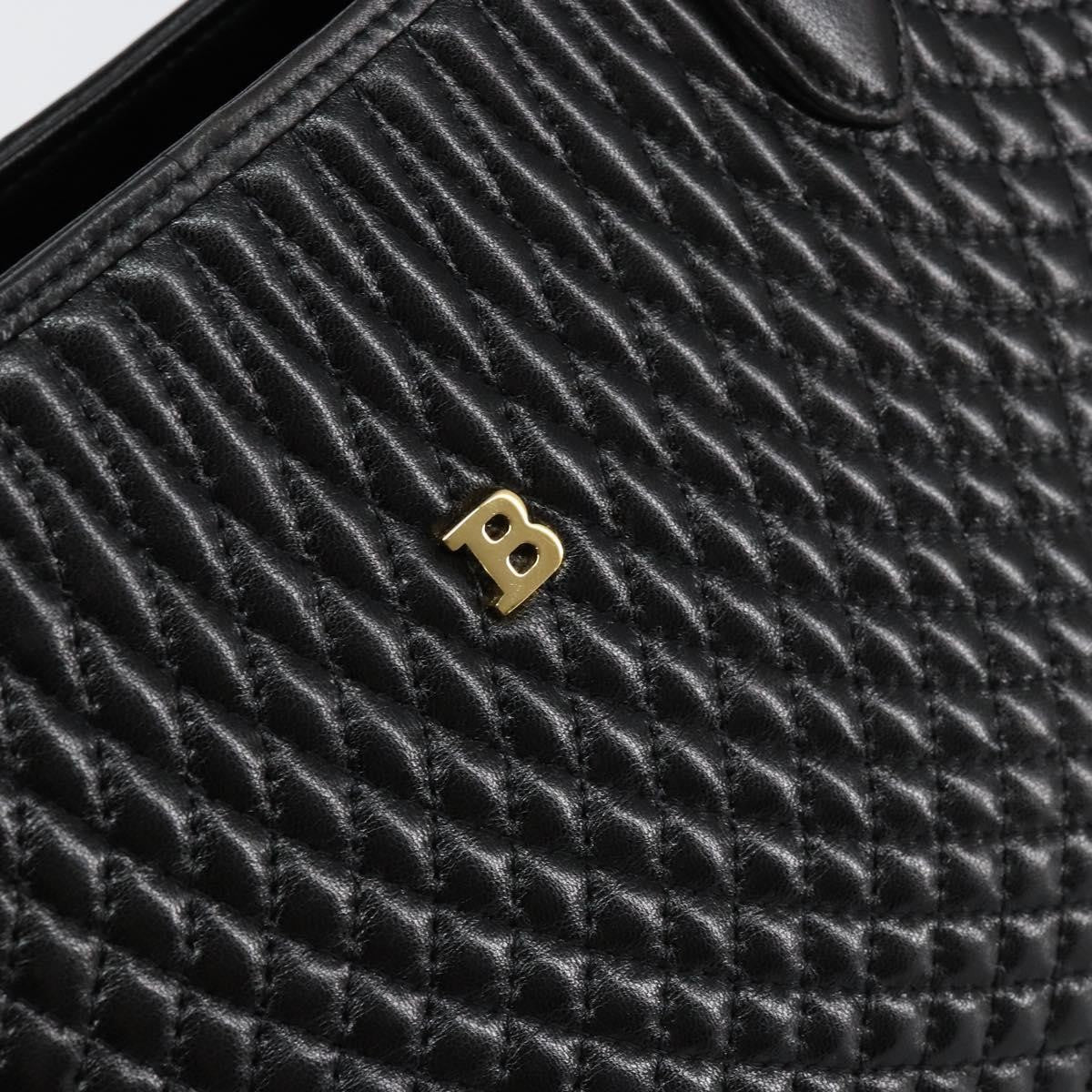 Bally Vintage Handbag Quilted Leather, BLACK, LEATHER, Handbag