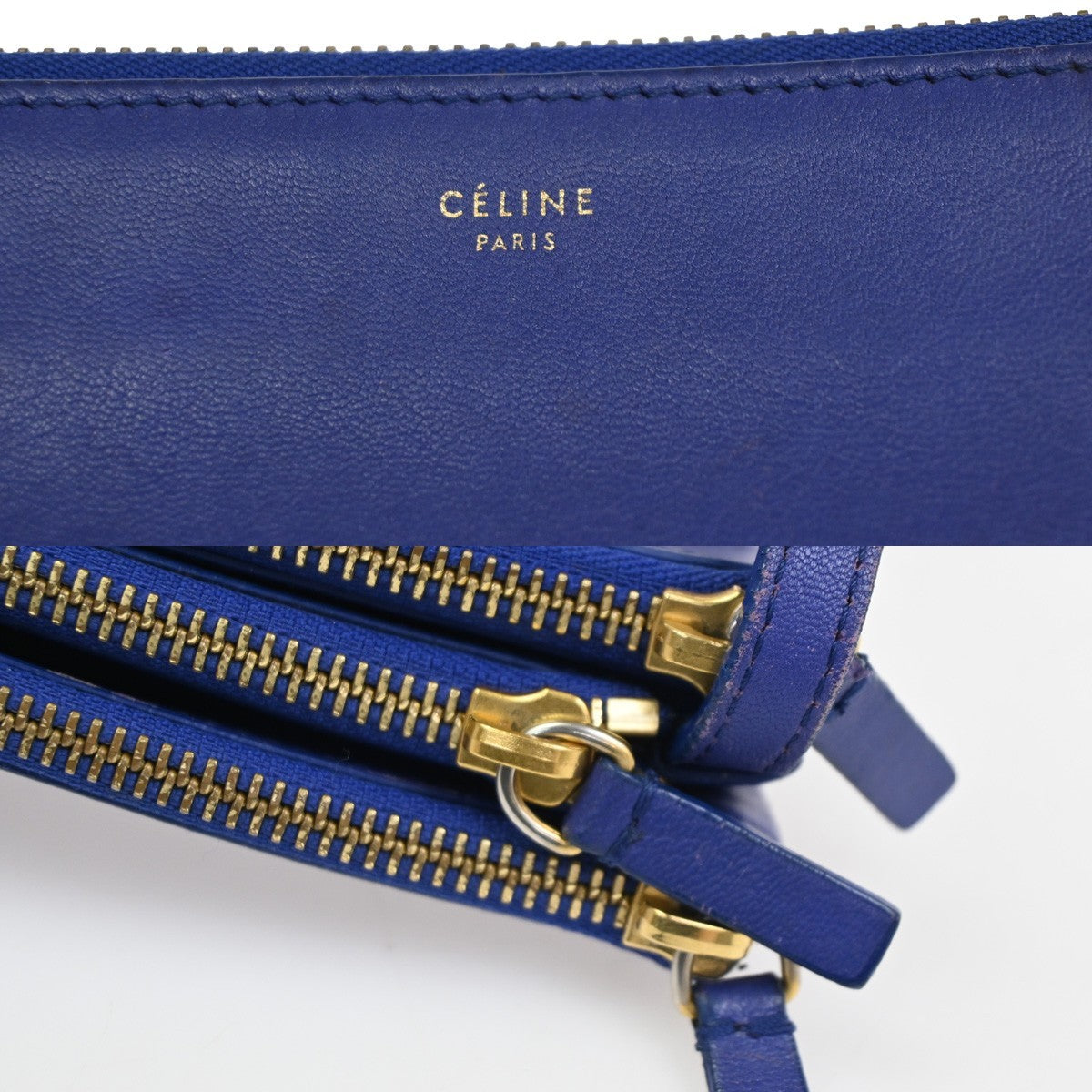 Celine Trio Crossbody Bag Leather, Blue, Leather, Shoulder Bag
