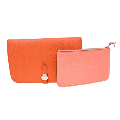 Hermes Dogon Duo Combined Wallet Leather, Orange, Leather, Wallet