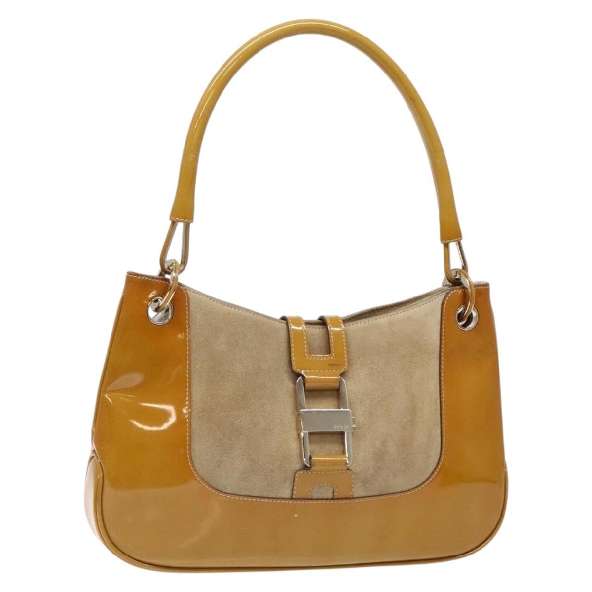 Gucci Jackie Bag Patent Leather, BEIGE, SUEDE, Shoulder bag