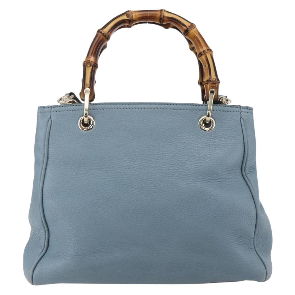 Gucci Bamboo Shopper Tote Leather, BLUE, LEATHER, Handbag