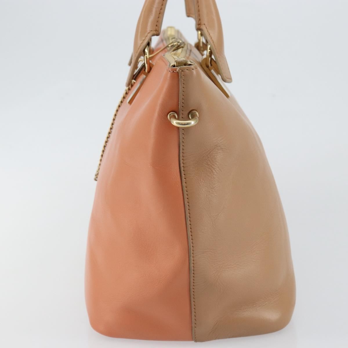 Chloe Bicolor Baylee Satchel Leather, ORANGE, LEATHER, Handbag