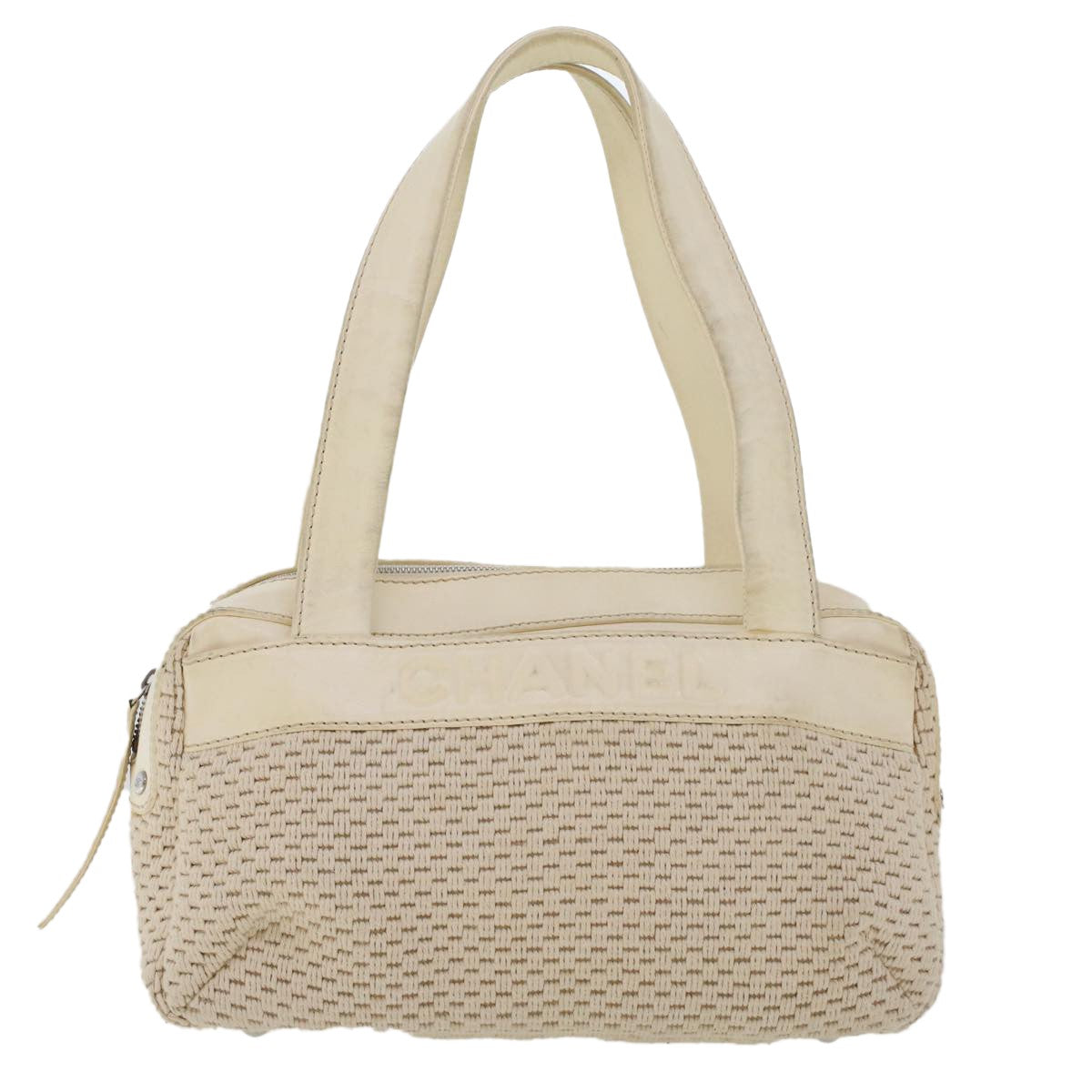 Chanel Vintage Shoulder Bag Canvas, WHITE, CANVAS, Shoulder bag