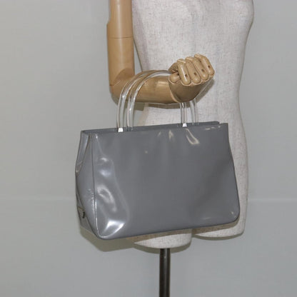 Prada Resin Handle Tote Patent Leather, GRAY, PATENT_LEATHER, Handbag