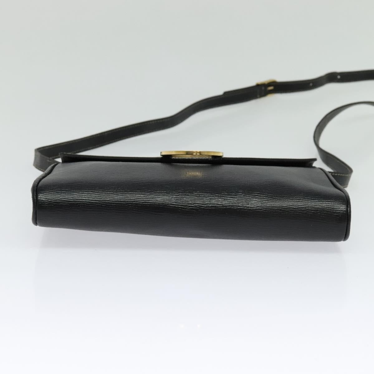 Celine Vintage Circle Logo Crossbody Bag Leather, BLACK, LEATHER, Crossbody bag