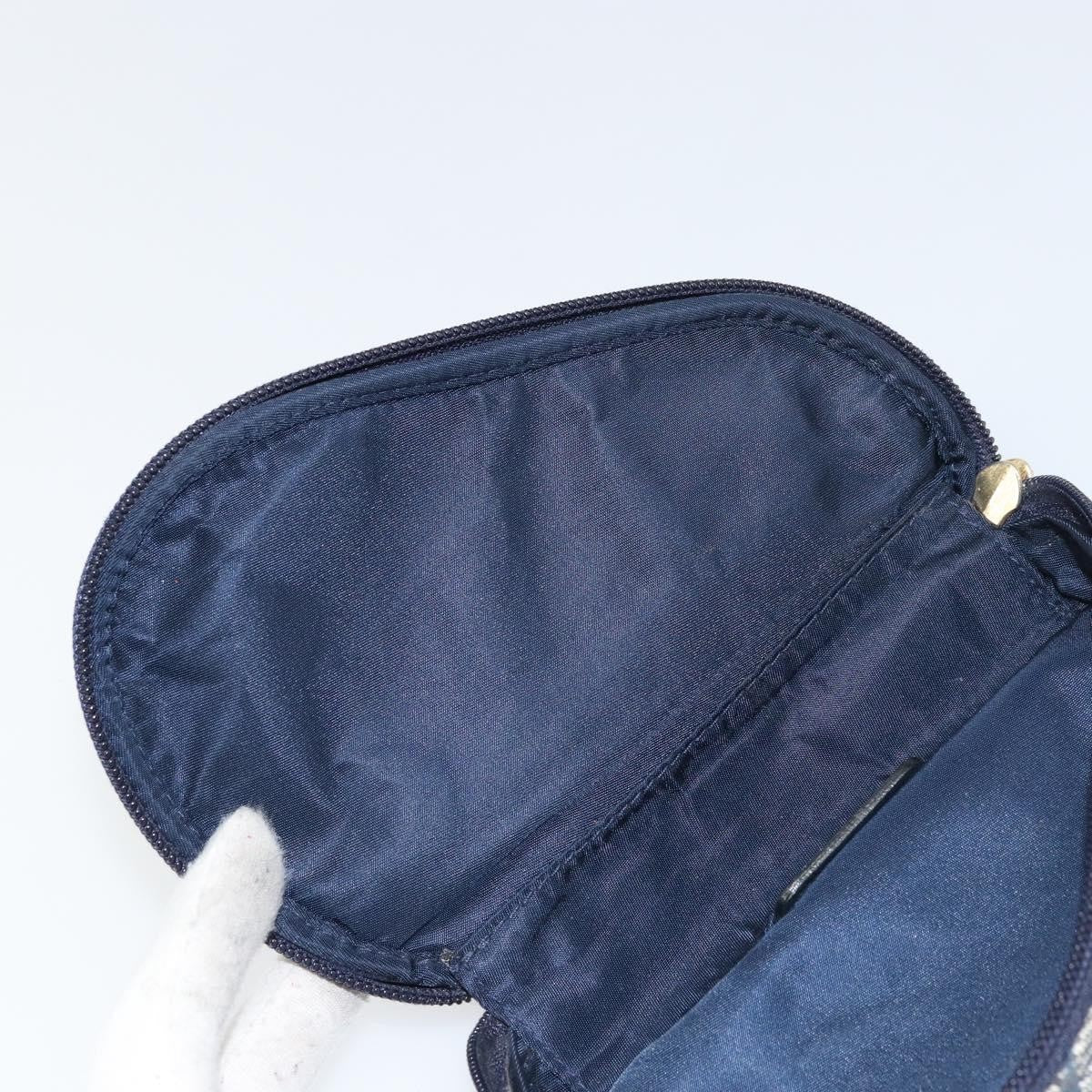 Christian Dior Vintage Saddle Coin Purse Diorissimo Canvas, NAVY, CANVAS, Clutche & pouche