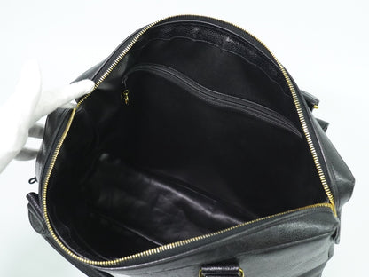 Chanel Vintage Front Pocket Tote Caviar, BLACK, LEATHER, Tote bag