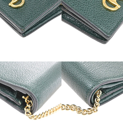 Gucci Zumi Chain Card Case Leather, GREEN, LEATHER, Wallets