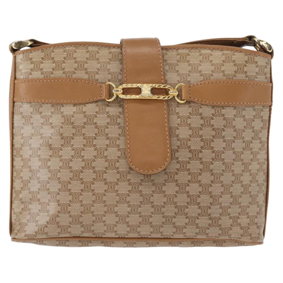 Celine Vintage Macadam Shoulder Bag Canvas, BEIGE, CANVAS, Shoulder bag