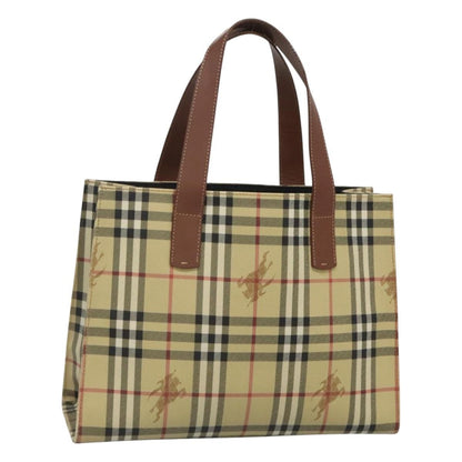 Burberry Top Handle Tote Haymarket Coated Canvas, BEIGE, PVC, Tote bag