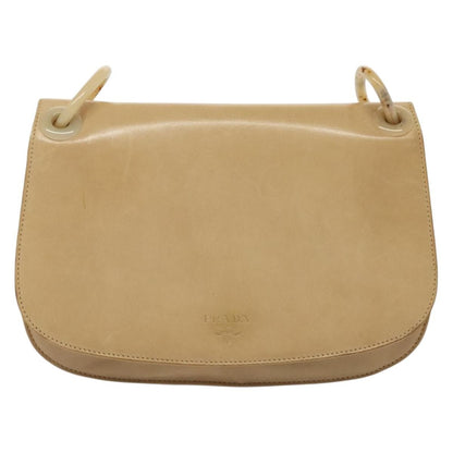 Prada Madras Shoulder Bag Leather, BEIGE, LEATHER, Shoulder bag