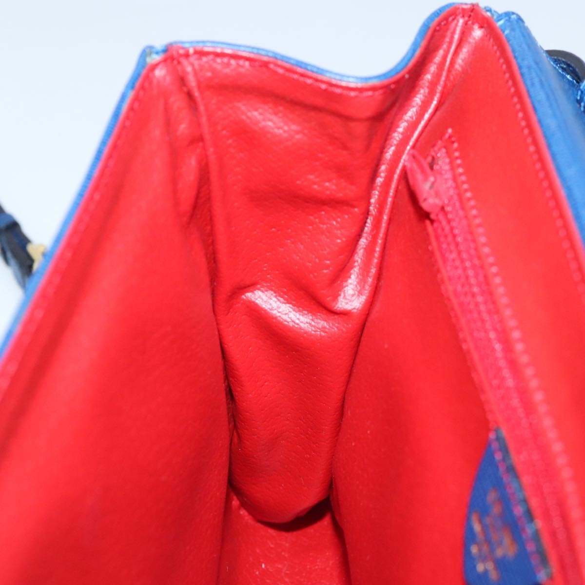 Celine Vintage Circle Logo Crossbody Bag Leather, BLUE, LEATHER, Crossbody bag