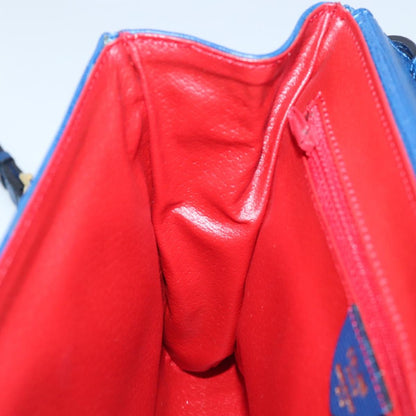 Celine Vintage Circle Logo Crossbody Bag Leather, BLUE, LEATHER, Crossbody bag