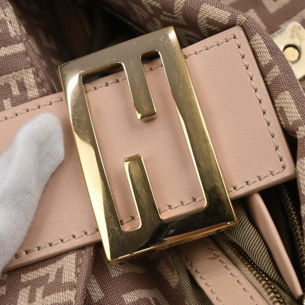 Fendi Flap Shoulder Bag Zucchino Canvas, PINK, CANVAS, Handbag