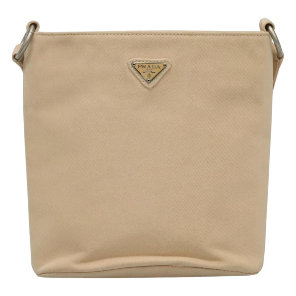 Prada Zip Messenger Canvas, BEIGE, CANVAS, Shoulder bag