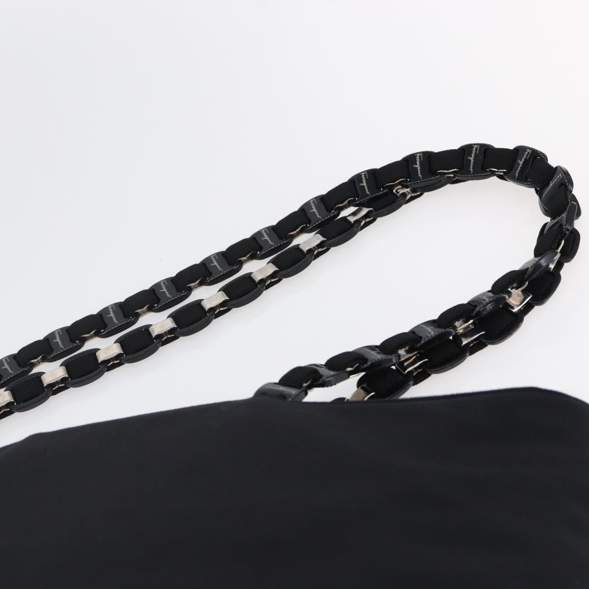 Salvatore Ferragamo Vintage Shoulder Bag Canvas, BLACK, CANVAS, Shoulder bag